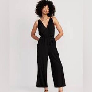 Sleeveless Double Strap Wide Leg Jumpsuit